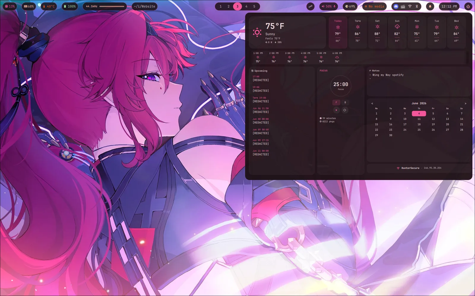 weather / calendar dashboard